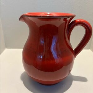 Italian red w/ black ceramic glass decorative pitcher-Made in Italy- valentine